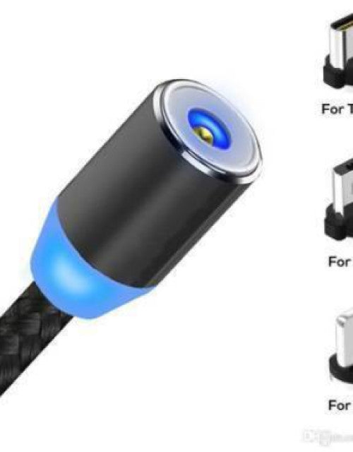 Magnetic Ultra Fast Charging Cable, 360 Degree 3in1 Jack, LED Indicator Light Cable Compatible with All Type-C| Micro USB| Smartphone, Android and iOS Smartphone