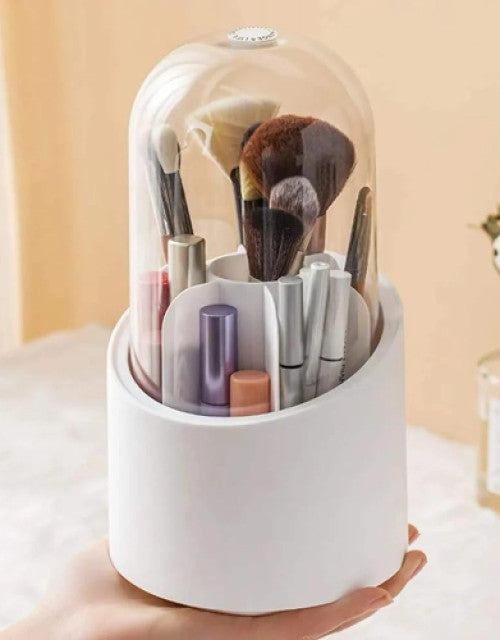 Makeup Brush Holder Organizer with Lid, Rotating Dustproof Make Up Brushes Container