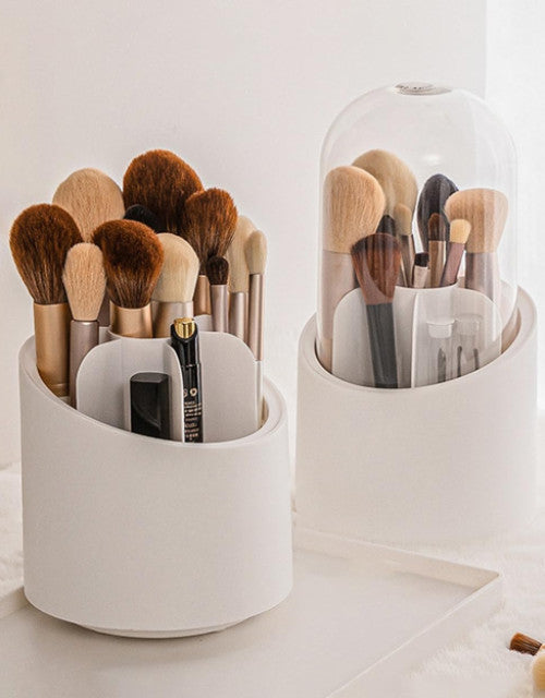 Makeup Brush Holder Organizer with Lid, Rotating Dustproof Make Up Brushes Container