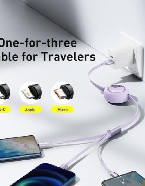 Multifunction 3 in 1 Retractable USB Cable