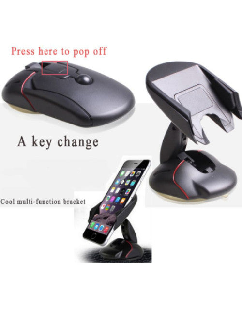 Multifunctional Car Mobile Holder for Dashboard & Windshield Creative Mouse Shaped One Touch Flip Car Mount 360 Degrees Rotation Mobile Holder