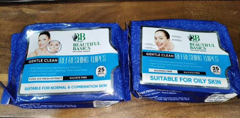 Beautiful Basics Normal  Oily Skin Face Wipes (2 Pkts X 50 Pcs Wipes)