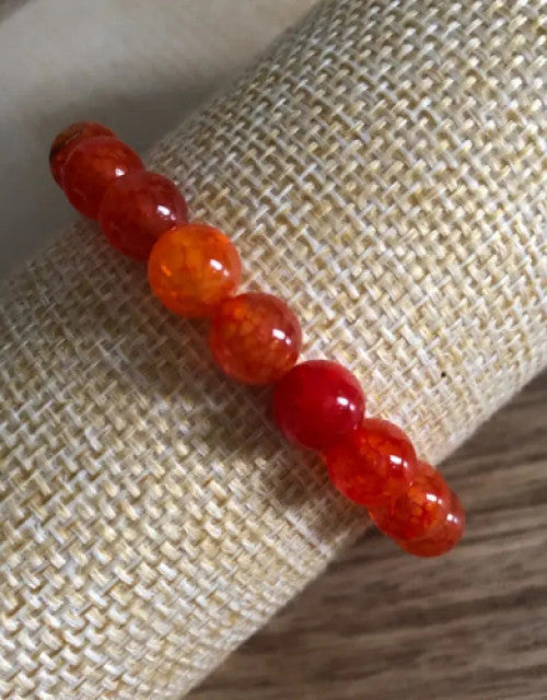 Natural Dragon Vein Agate Stone Red Beads Bracelet
