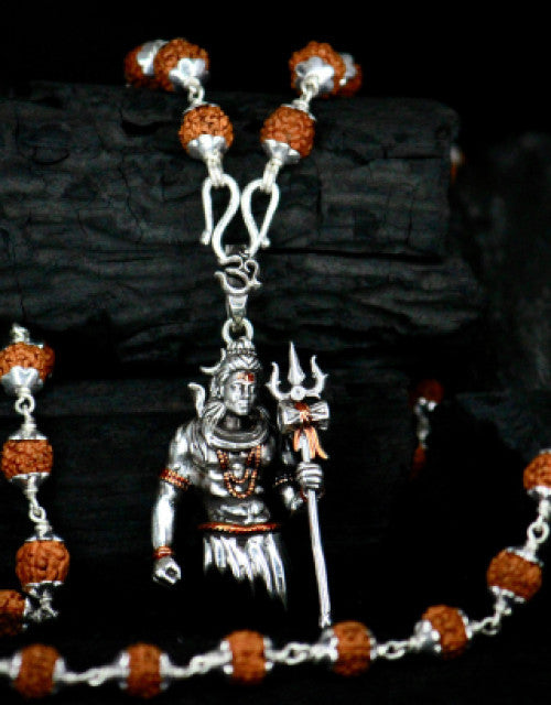 New lord shiva pendant with original Silver Rudraksha Mala