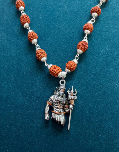 New lord shiva pendant with original Silver Rudraksha Mala