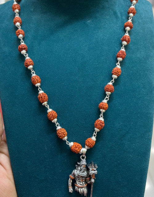 New lord shiva pendant with original Silver Rudraksha Mala