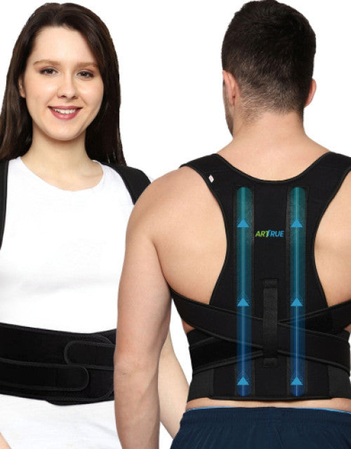 Online Point Polyester Black Unisex Magnetic Back Brace Posture Corrector