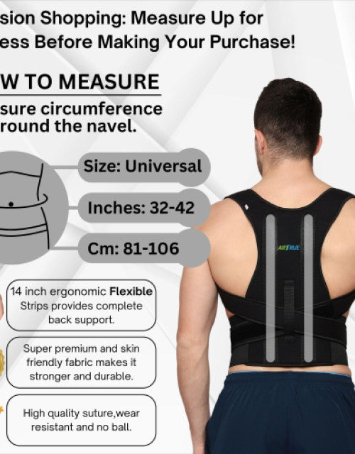 Online Point Polyester Black Unisex Magnetic Back Brace Posture Corrector