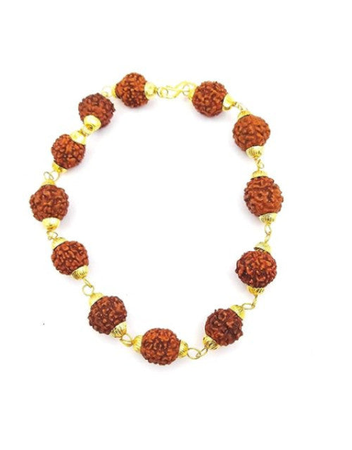 Original 5 Mukhi 5 Face Golden Cap Rudraksha Bracelet  (Pack of 1)