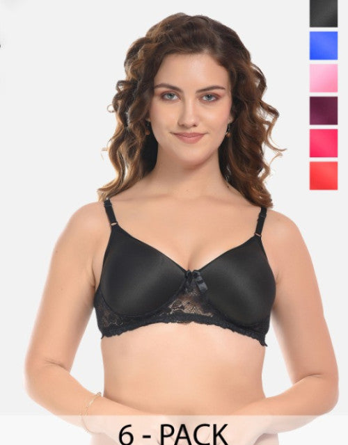 Pack of 6 Full Coverage Non-Padded Everyday Bra With All Day Comfort