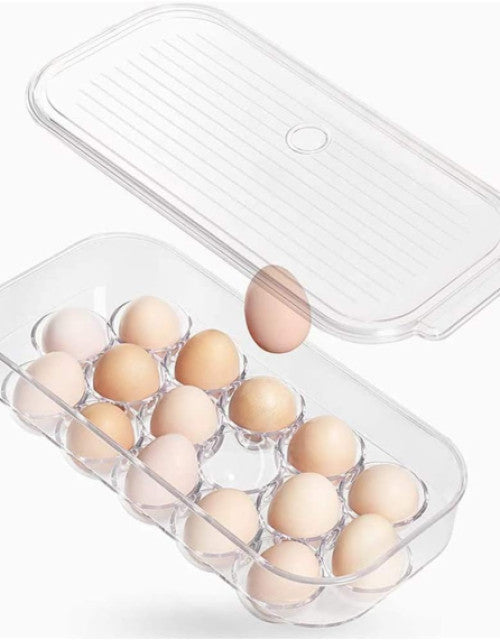 Plastic Egg Container Organizer for Fridge Kitchen Countertop