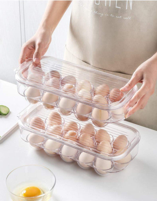 Plastic Egg Container Organizer for Fridge Kitchen Countertop