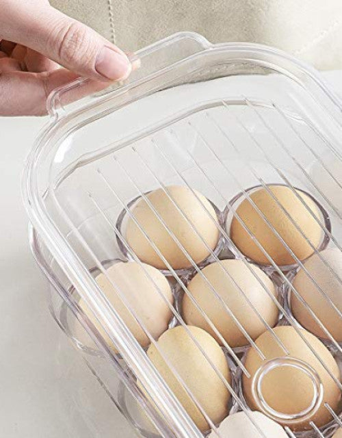 Plastic Egg Container Organizer for Fridge Kitchen Countertop