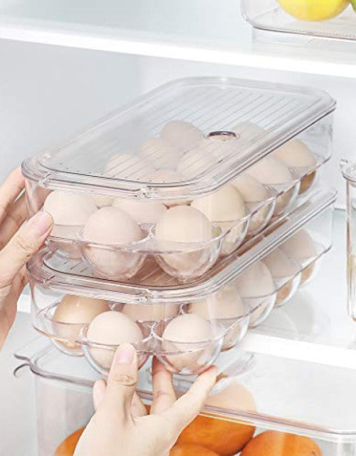 Plastic Egg Container Organizer for Fridge Kitchen Countertop