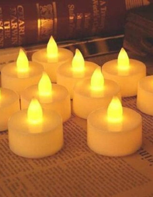 Plastic Flameless LED Tealight White Candles Smokeless Candles -12