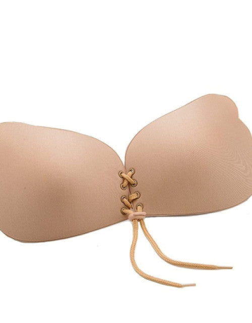 PMH Women's Wired Stick-on Bra Women's Invisible Push up Design Bra Invisible Sticky Bra Strapless Self Backless Bra, Pack of 1, (Cream Colour), Cream and Black