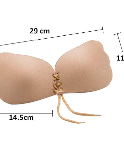 PMH Women's Wired Stick-on Bra Women's Invisible Push up Design Bra Invisible Sticky Bra Strapless Self Backless Bra, Pack of 1, (Cream Colour), Cream and Black