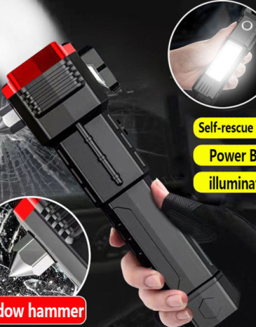 Power bank zoomable Custom Working Light Torch Car Emergency Hammer Led lantern Torch light Flashlights