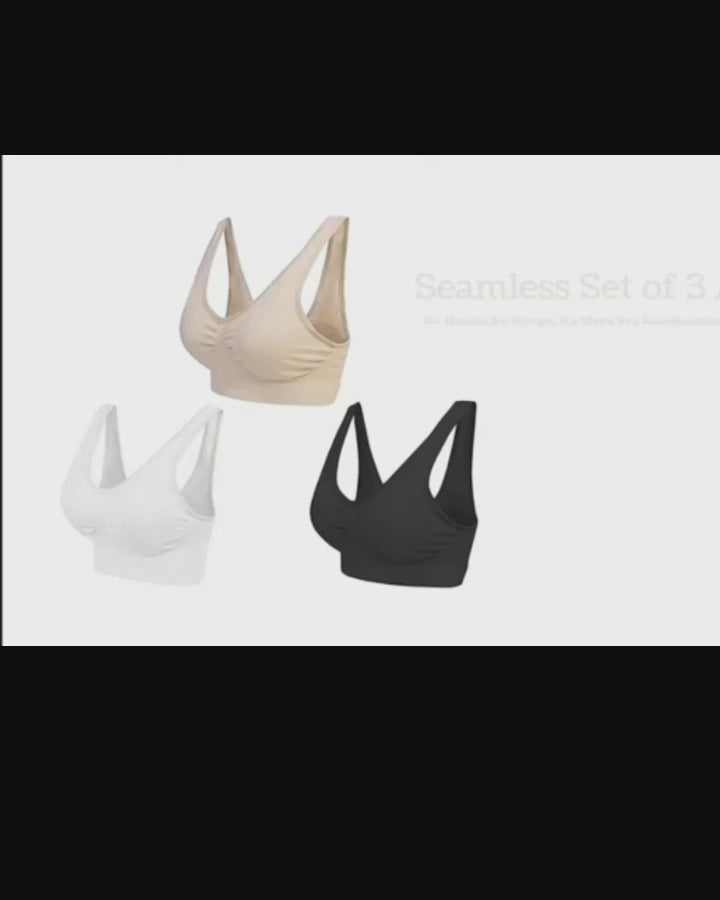 Women's Nylon & Cotton Non Padded Non-Wired Sports Bra Combo of 3