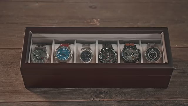 Wood Watch Box Organizer with Glass Display