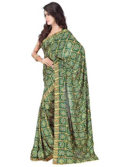 Printed Bandhani Georgette, Crepe Saree  (Multicolor)