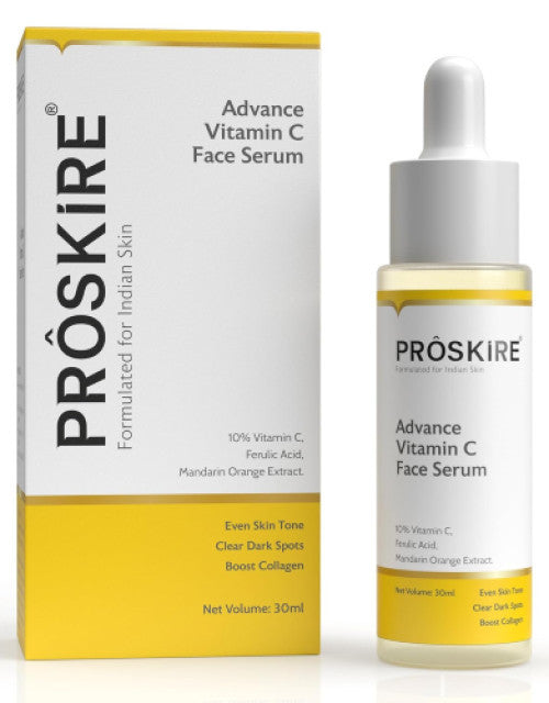 Proskire 10% Advance Vitamin C Serum With Ferulic Acid, For Dark Spots Pigmentation & Glowing Face - 30 ml (Pack of 1)