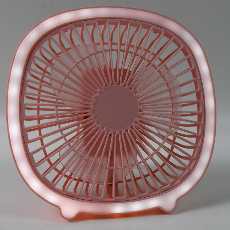 Usb Portable Mini Desk Fan With Light  Color Box (1 Pc)