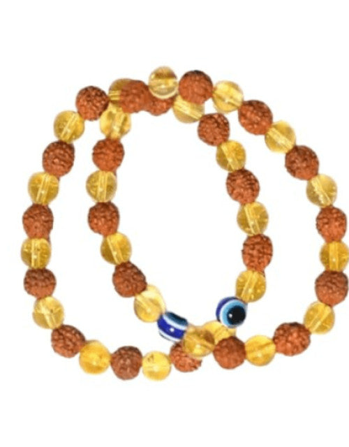 Rudraksha Citrine Crystal Bracelet (Pack of 2)