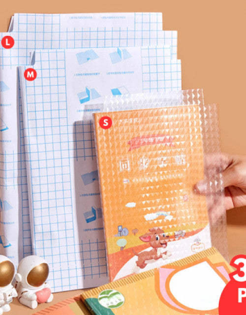 Self-adhesive transparent protective book cover