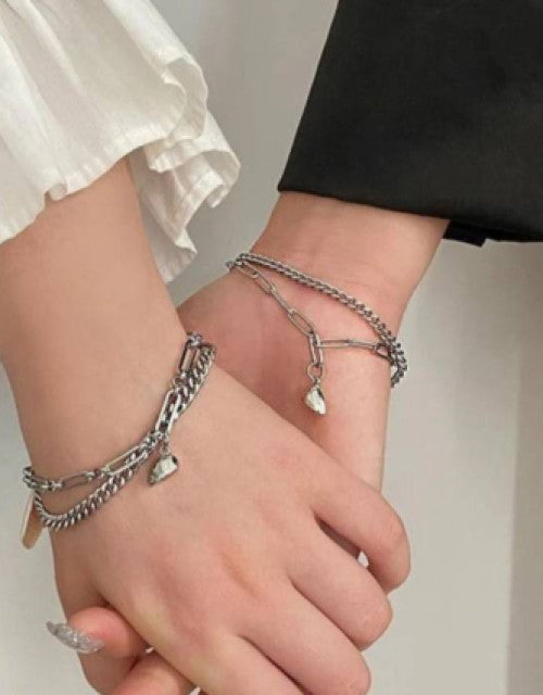 Stainless Steel Silver Bracelet Set