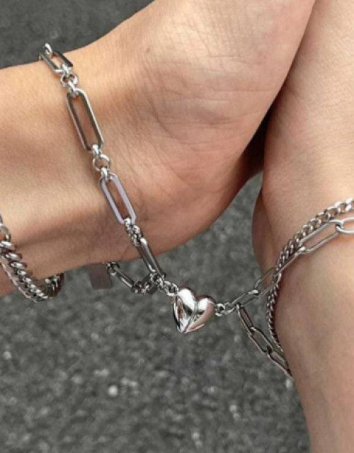 Stainless Steel Silver Bracelet Set