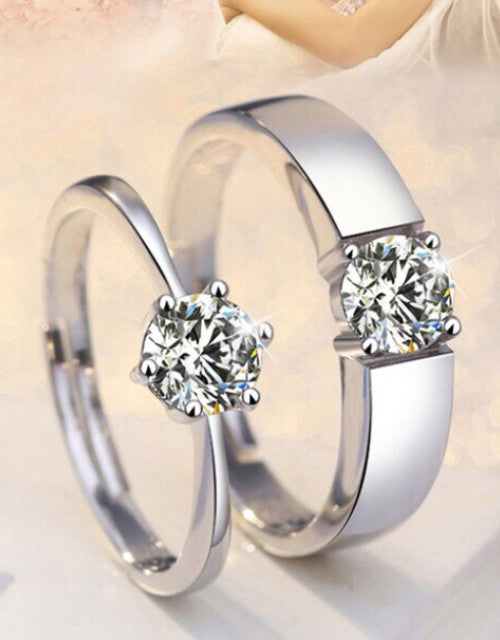 Stainless Steel Zircon Sterling Silver Plated Ring Set