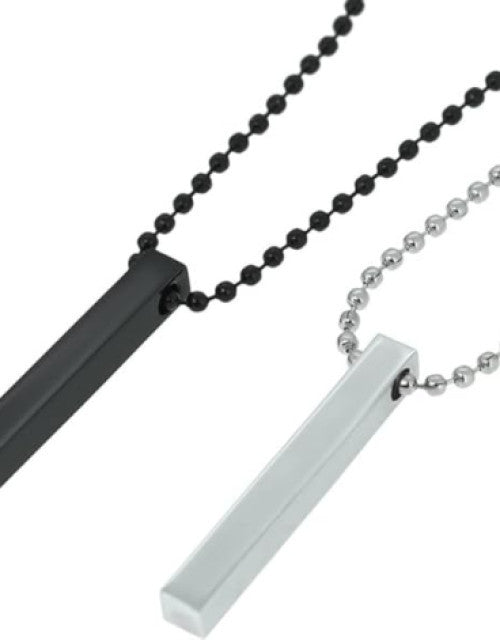 Stick Stainless Steel Black Silver Locket Pendant Necklace Chain For Boys and Men Unisex