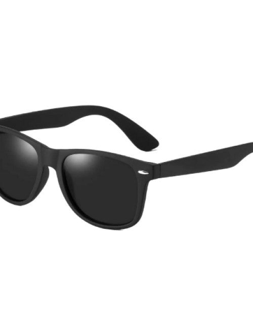 Unisex Rectangular Sunglasses Black Frame, Black Lens