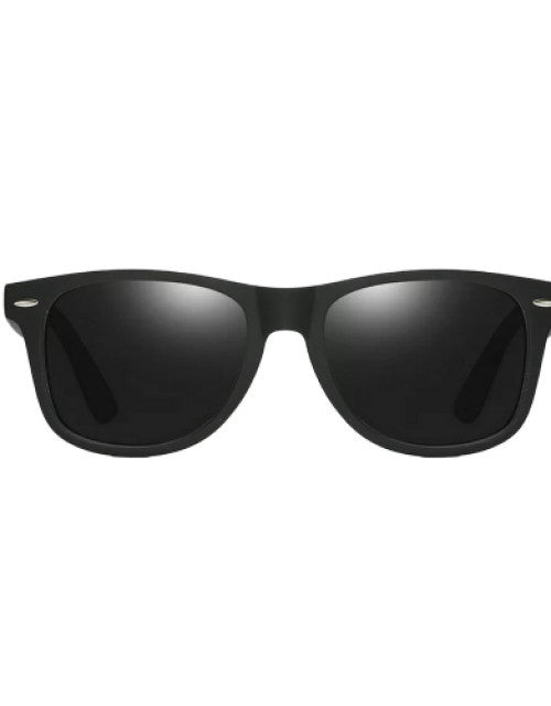 Unisex Rectangular Sunglasses Black Frame, Black Lens