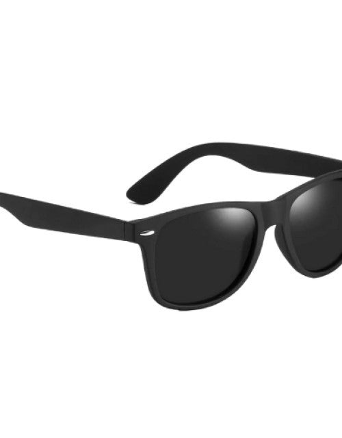 Unisex Rectangular Sunglasses Black Frame, Black Lens