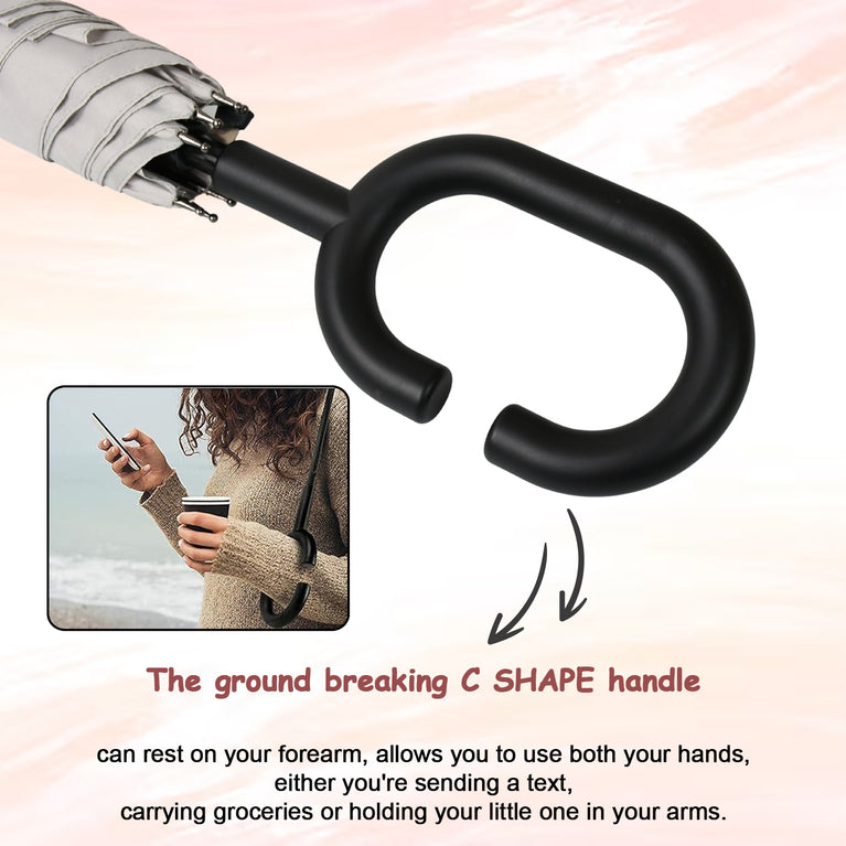 8551umbrella Summer Sun And Rain Protectionfoldable Cute Umbrella  C-shaped Handle  Uv Protection Rain Sun Umbrella  Travel Accessories  Umbrella For Children Girls And Boys (1 Pc  Mix Color)