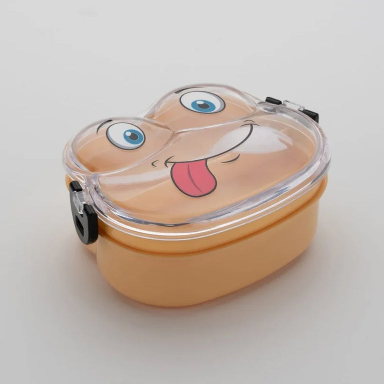 Double Layer Froggy Shape Lunch Box With Spoon (1 Pc  Mix Color)