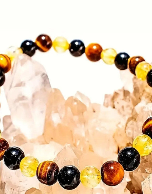 Wealth Bead Bracelet, Obsidian Tiger Eye Stone Bracelet Jewelry