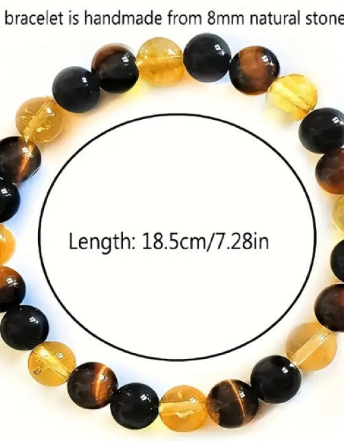 Wealth Bead Bracelet, Obsidian Tiger Eye Stone Bracelet Jewelry