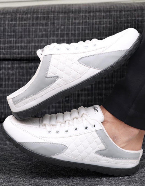 White color block lace up sneakers