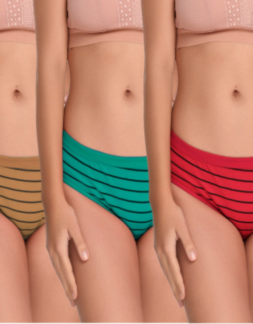 Women Bikini Cotton Multicolor Panty (Pack of 3)