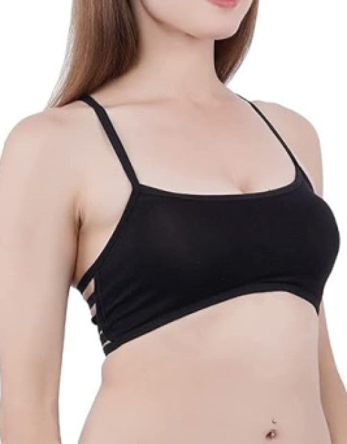 Women Padded Cotton Sports 6 Strap Fancy Bra Full Adjustable Straps