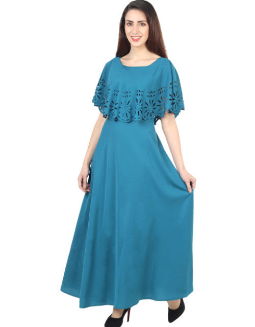 Women Solid Light Blue Maxi Dress