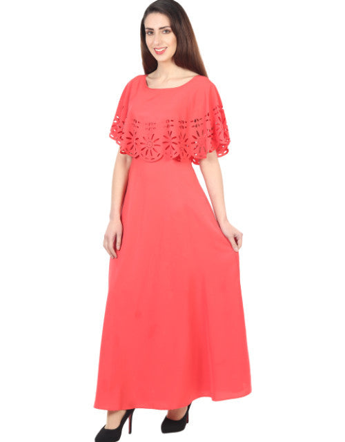 Women Solid Red Maxi Dress