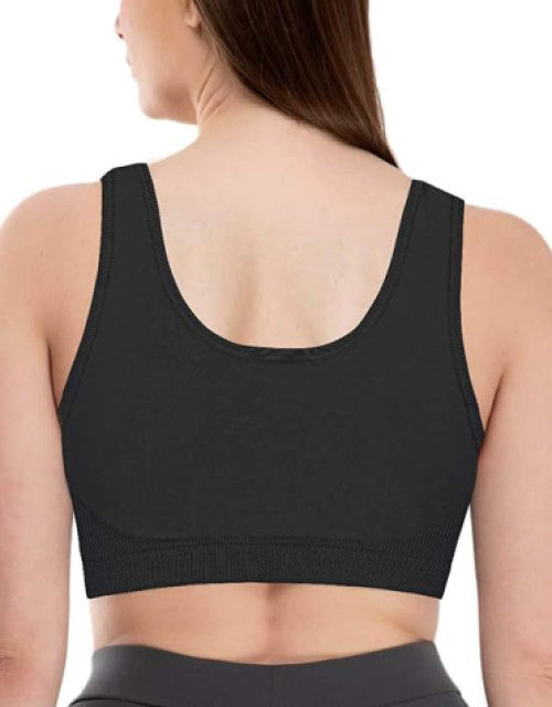 Women's Nylon & Cotton Non Padded Non-Wired Sports Bra Combo of 3