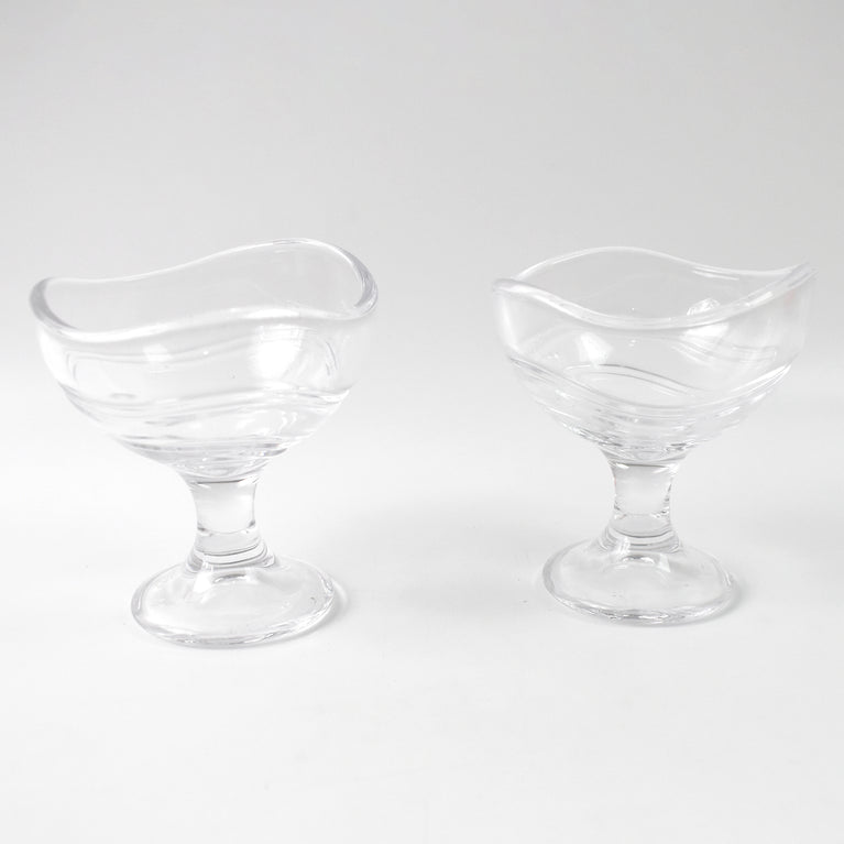 Glass Footed Dessert Bowl Ice Cream Cup (2 Pcs Set)